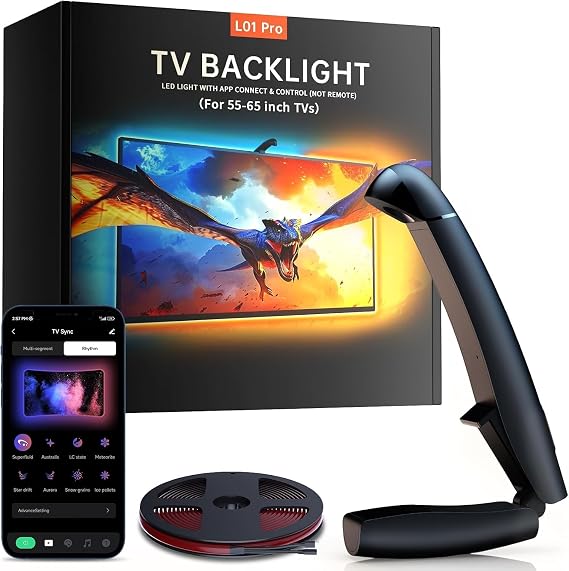 LED Backlight, 14.7ft Cuttable TV Lights with Sensor for 55-65 Inch Screen [Energy Class G]