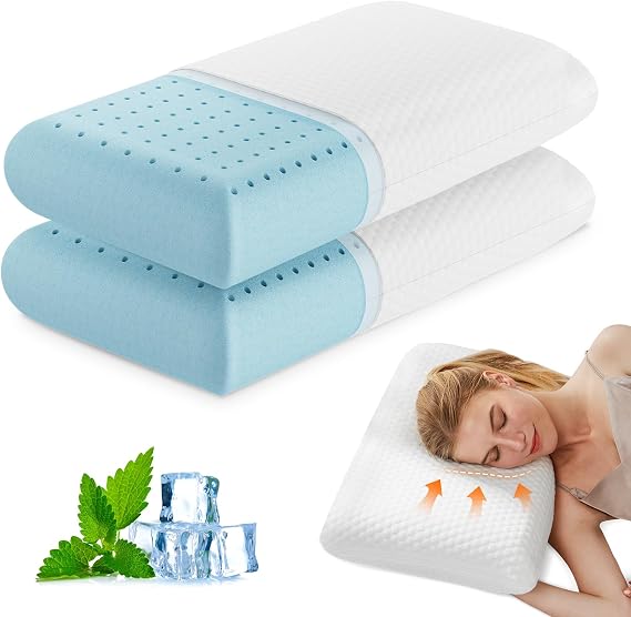 OLIXIS Memory Foam Pillow, Bed Pillows for Sleeping, Standard Size, 2 PCS