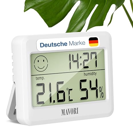 Hygrometer Indoor Thermometer with Clock - Precise Humidity Meter & Room Thermometer Indoor - Thermometer Hygrometer Indoor Temperature Meter & Hydrometer - New Model 2026
