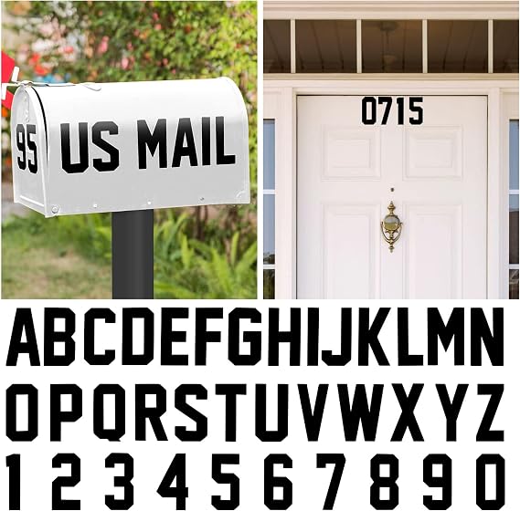 Seloom 148 PCS Mailbox Numbers and Letters Stickers Decals,3" X 7 Set Number 0-9 and 3" X 3 Set Alphabet Letter for Outside Indoor,Vinyl Self-Adhesive Waterproof Door House Address Stickers,Black