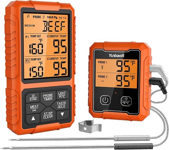Wireless Meat Thermometer, Digital Remote Food Cooking Meat Thermometer for BBQ Grill Smoker Oven Kitchen,500 FT Range&Dual Probes