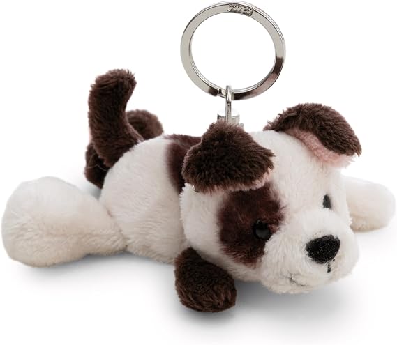 62131 Dog Plush Keychain 10 cm White Faithful Companion for Backpack or Other Bag for Small and Large