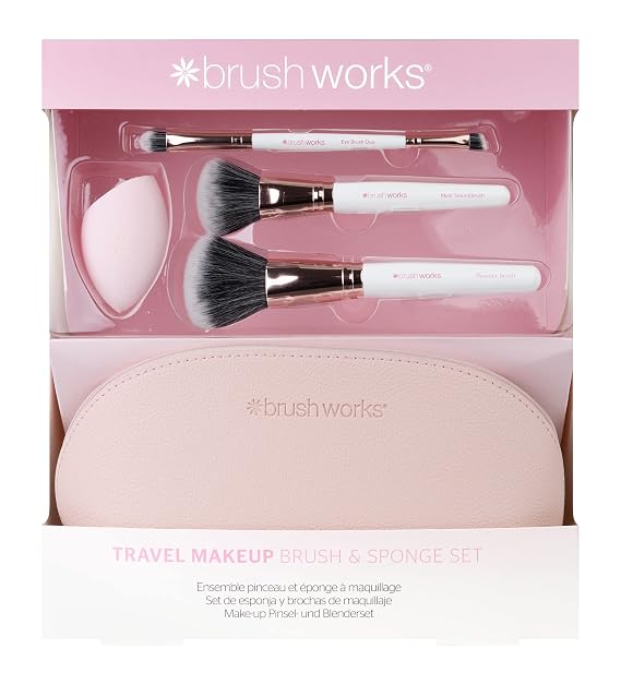 Brushworks Travel Makeup Brush & Sponge Set