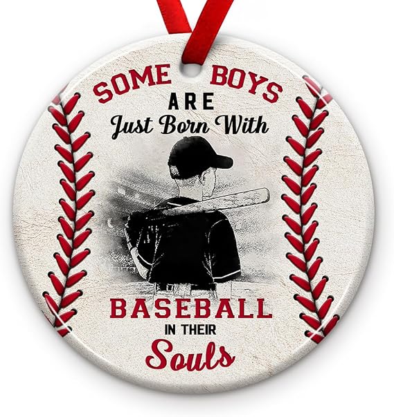 Baseball Christmas Ornament 2026 - "Baseball in Soul Ceramic Ornament, Sport Themed Decor - Xmas Tree Hanging Decoration, Player Room Decor, Ideas for Boys, Kids, Sport Lover