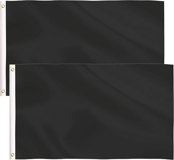 2 Pack Solid Black Flag, 3x5 Ft DIY Blank Banner With Brass Grommets - Polyester Garden Decoration