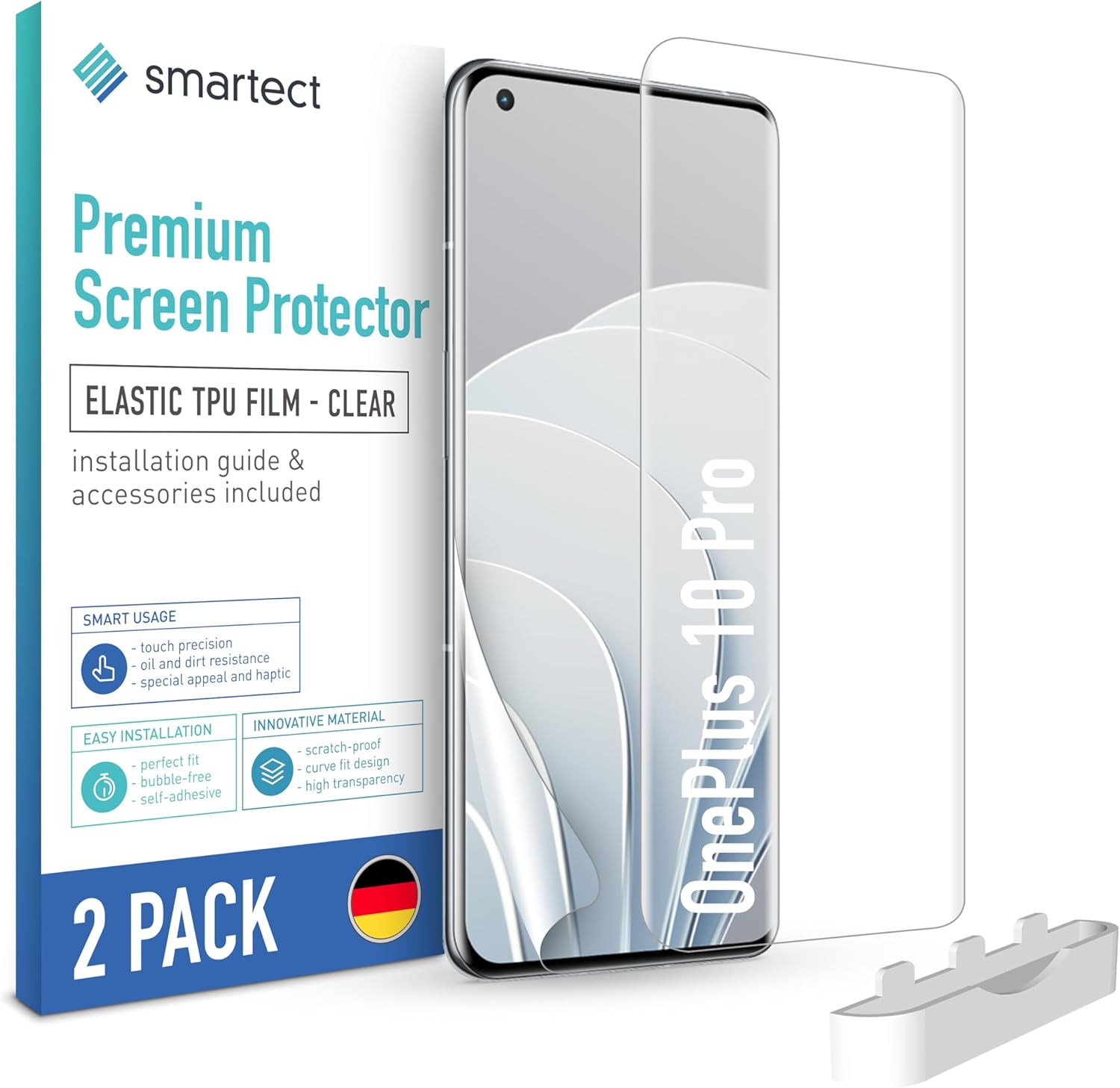 smartect TPU Screen Protector [Pack of 2 Clear] Compatible with OnePlus 10 Pro Covers the Whole Display Screen Protector Bubble-Free Screen Protector Anti Fingerprint