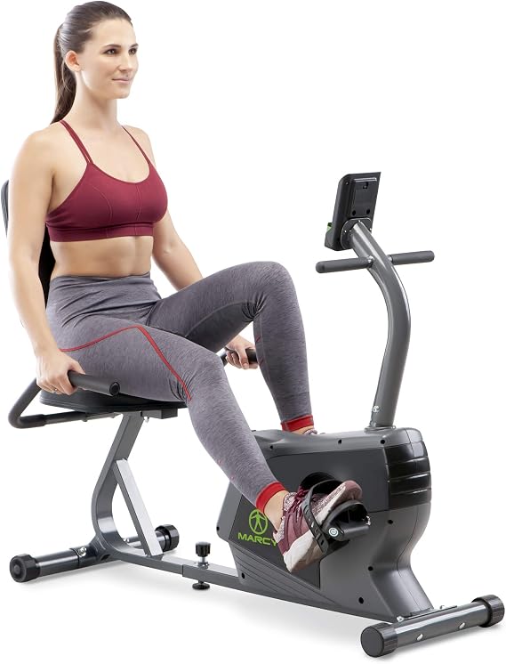 Marcy Recumbent Exercise Bike with Monitor and Adjustable Seat NS-1206R