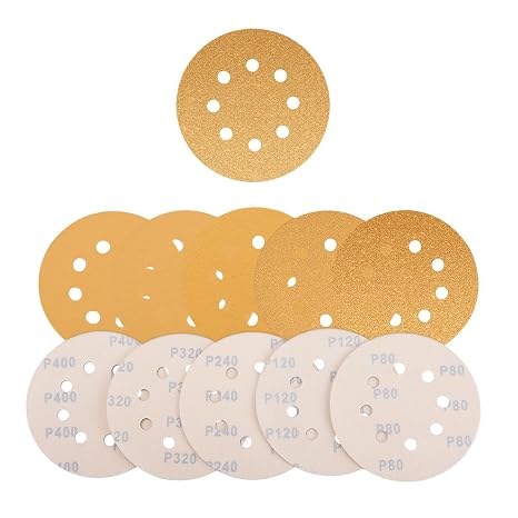 AEROPRO Tools 5 Inch Sanding Discs Hook and Loop, 80/120/240/320/400 Grit | Orbital Sander Sandpaper Sander Sandpaper, Sanding Pads for Wood and Automotive, 50 Pack