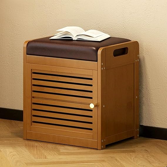 Shoe Storage Bench with Storage Storage Ottoman Bench with Ventilated Shutter Doors Entryway Bench with Adjustable & Removable Shelves for Entryway Bedroom Living Room(41x35x45cm)