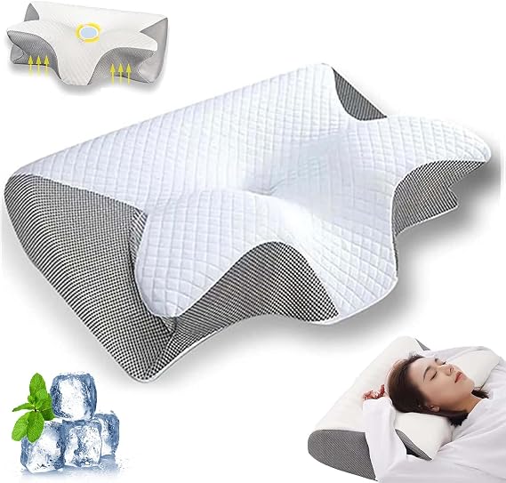 Butterfly Support Pillow, The Butterfly Pillow for Sleep, Cervical Support Pillow for Neck, Cervical Neck Traction Ergonomic Pillow for Neck Pain Relief, Side Sleeper Pillows for Adults (Gray)