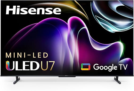 Hisense 55-Inch Class U7 Series Mini-LED ULED 4K UHD Google Smart TV (55U7K) - QLED, Native 144Hz, 1000-Nit, Dolby Vision IQ, Full Array Local Dimming, Game Mode Pro, Alexa Compatibility