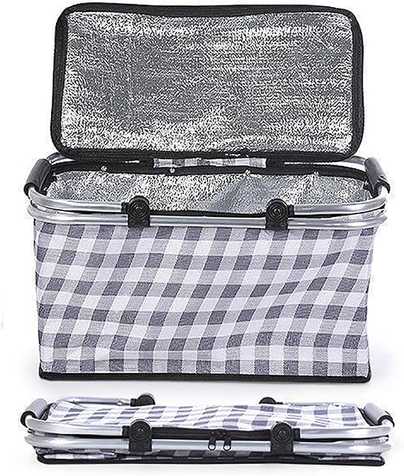 Reusable Outdoor Insulated Picnic Basket, Large Camping Storage Bag, Waterproof Portable Cooler Basket - Suitable for Picnic, Meal Delivery, Takeout, Leak Proof
