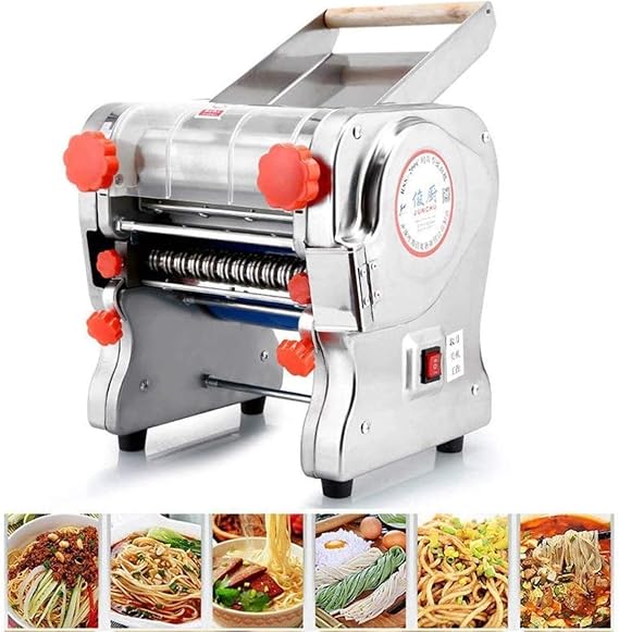 750W 110V Stainless Steel Commercial Electric Noodle Making Pasta Maker Dough Roller Noodle Cutting Machine (Noodle width 3mm / 9mm )