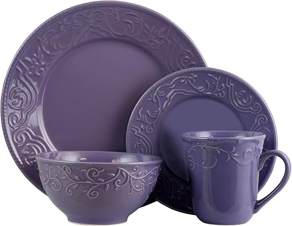 Elama Lilac Fields 16-Piece Dinnerware Set