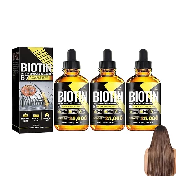 3PCS Hair Growth Oil,Biotin and Collagen Supplements with Rosemary for Thicker Hair,Anti-Hair Loss for Women (3 Pcs)