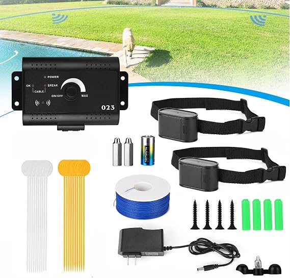 Electric Dog Fence, Underground/Aboveground Pet Containment System, 980Ft Wire, Waterproof Training Collar, Shock/Tone Correction, Covers up to 1.2 Acre, for Small Medium Large Dogs,for2dogs