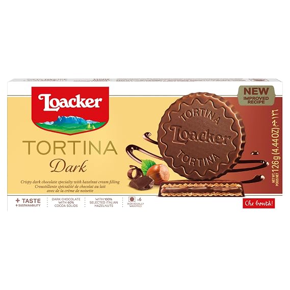 Loacker Tortina Dark Noir 126g - Zartbitterschokolade mit Nougatcreme&Waffelblattchen