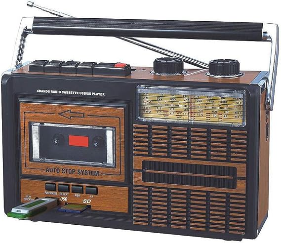 Coverzone New Generation Radio USB SD FM Bluetooth Cassette Player Jukebox Portable with Retro Hand Grip