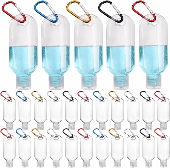 100PCS Value Empty Hand Sanitizer Bottles with Keychains, 2OZ Travel Bottle with Clips, Portable Travel Size Bottle Containers for Hand Sanitizer Holder with Lid - Leak Proof, Refillable,Empty