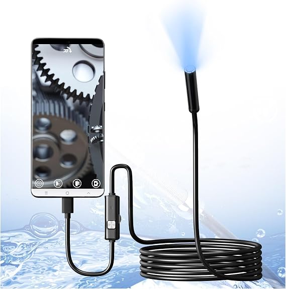 Endoscope Camera,8mm Waterproof Inspection Camera with Light,Type-C Direct Camera Hd 1 Million Industrial Endoscope, Automotive Maintenance for Wall/Automotive/Engine(Size:10M Hard Wire)