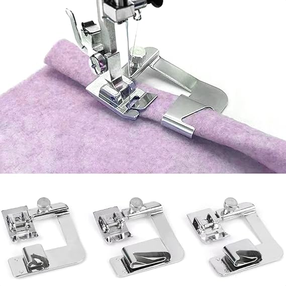 TISEKER 3 Sizes Wide Rolled Hem Pressure Foot Sewing Machine Presser Foot | Hemmer Foot Set 1/2 Inch, 3/4 Inch, 1 Inch for Brother Singer and Other Low Shank Sewing Machine