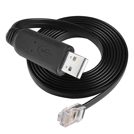 YACSEJAO USB Console Cable 1.8M USB 2.0 to RJ45 Male Serial Flat Cable Compatible with Router/Switch of Cisco, Mac OS, Windows, Linux System
