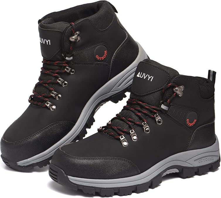 AUVYI Waterproof Work Boots For Men - Steel Toe Boots Comfortable Durable Safety Wide Toe Shoes Slip - Resistant Indestructible Leather Work Shoes for Construction, Outdoor&Industrial