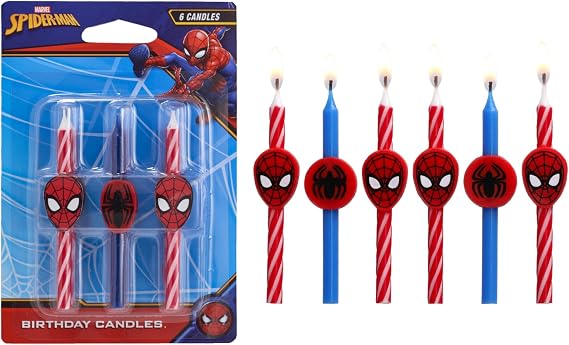 Marvels Spider-ManTM Birthday Cake Candles | 6 Birthday Candles for Cake Decorations, Red & Blue Candles, Cake Toppers for Spiderman Party