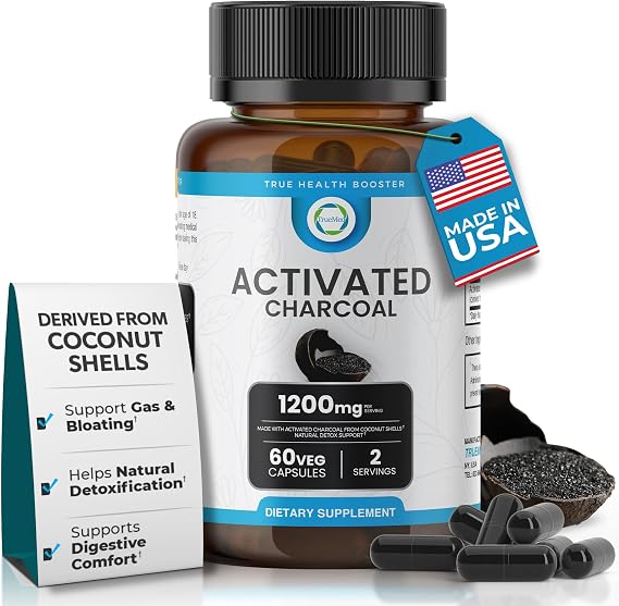 Activated Charcoal Capsules 1200mg, Support Digestive Comfort, 60 Capsules