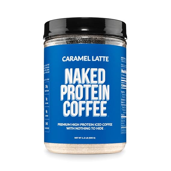 NAKED Caramel Latte Protein Coffee - Premium Colombian Iced Coffee Protein Shake Drink, Delicious Keto Friendly and Gluten Free, 17 Servings