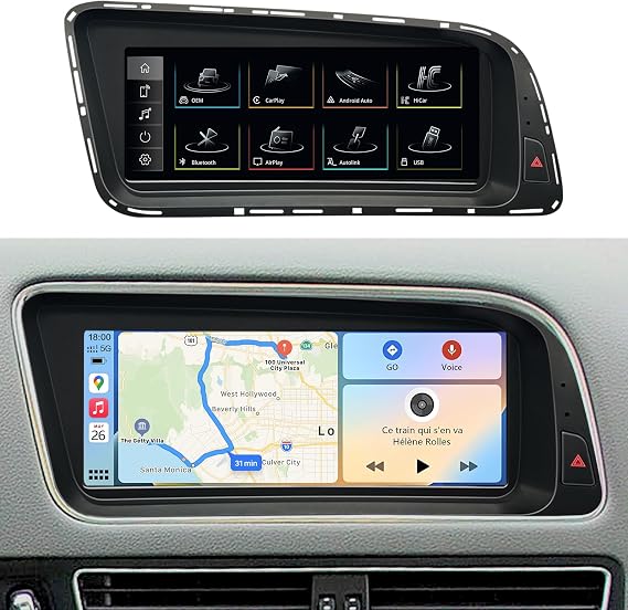 8.9" CarPlay Screen Audi Q5 2009-2017 3G MMI Linux Android | Stable Linux, 8.9" 1920x720 HD, zinc alloy frame, OEM functions retained, auto day/night mode, Wireless CarPlay Android Auto