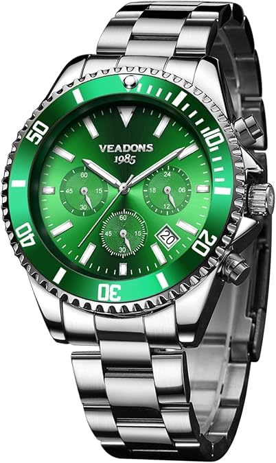 Mens Watch Waterproof Luminous Quartz Analog Watch Men Dress Watches, Stainless Steel Chronograph Wrist Watches Gifts for Man, Men's Big Face Gold Watches Reloj De Hombre