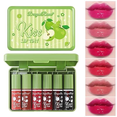 Sulily 6 Colors Lip Stain Mini Liquid Lipstick,Korean Lip Gloss Moisturizing Lip Tint Makeup, Multi-use Lip and Cheek Tint, Long lasting Non-Stick Cup Lightweight, Vivid Color