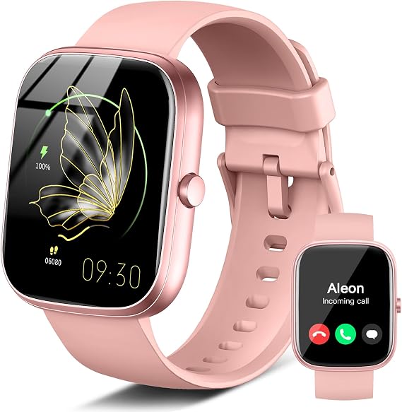 Jugeman Smart Watch for Women(Answer/Make Calls), 1.91" HD Touch Screen Fitness Watch with Heart Rate/Sleep Monitor/Pedometer, 110+ Sport, IP68 Waterproof Smartwatch for IOS Android Pink