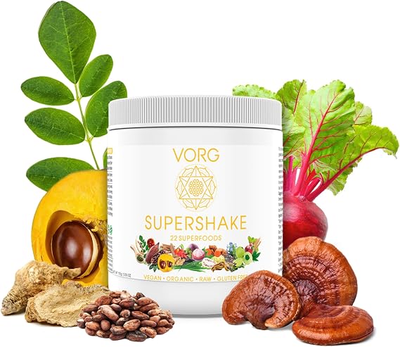 VORG SuperShake - The Ultimate Superfood Mix Packed with 22 superfoods, a True All-in-one Supplement. Enhances Hair, Skin, Immune System, Digestion, and boosts Energy(33 Servings)