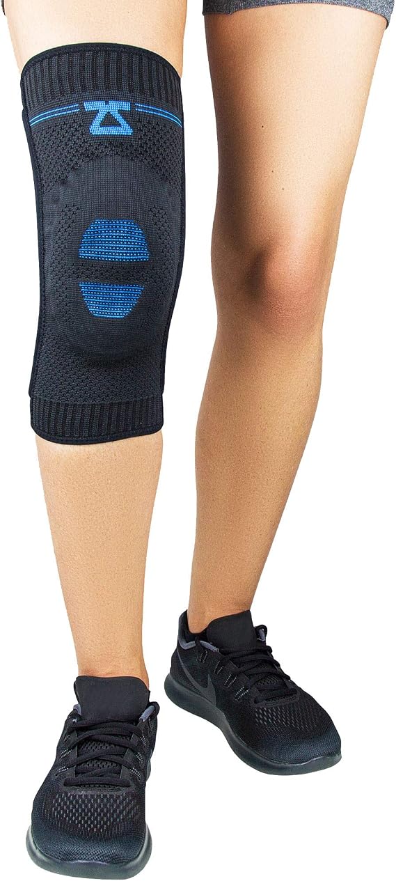 Zensah Elite Knee Compression Sleeve with Patella Gel Pad - Targeted Knee Support Brace for Running, Sports, Workout, Gym