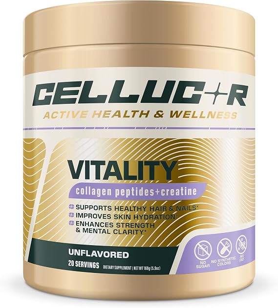 Cellucor Vitality Creatine + Collagen Powder Advanced Muscle Performance, Recovery & Collagen Support Formula 20 Servings Unflavored