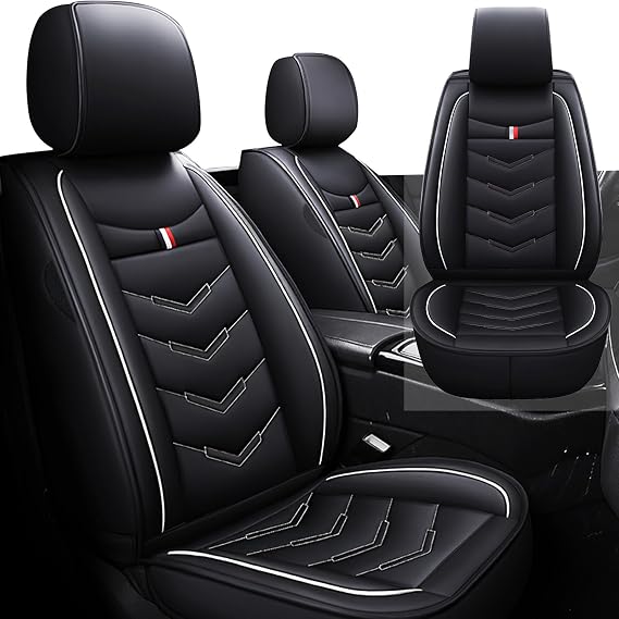 Car Seat Cover 2 Seats for MINI Cooper 2002-2012, Durable Wear Resistant Waterproof Sport Seat Cover, Breathable No Odor Premium Leather Vehicle Seat Covers.(Standard,Black White)