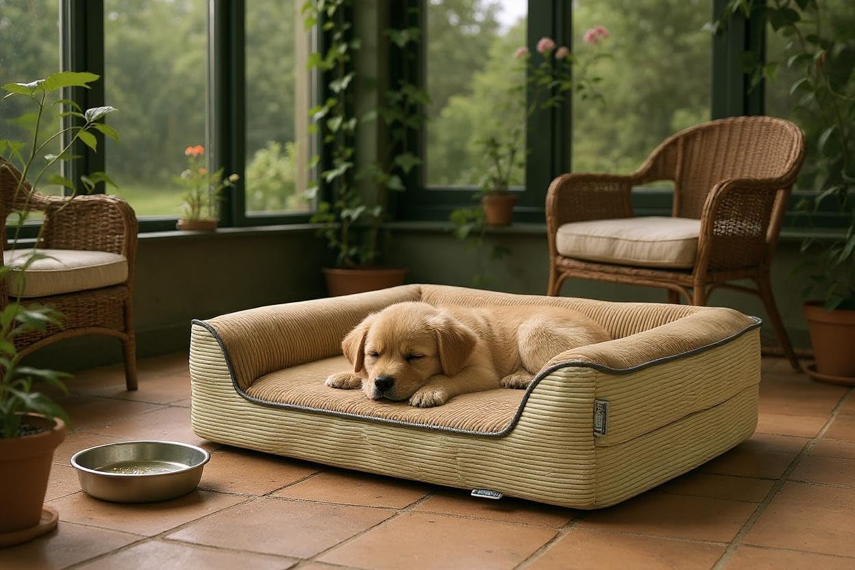 viscopet Premium Sofa Blok sungerli Alezli Fermuarlı Yıkanabilir Köpek YatağıS-kahvekrem-L