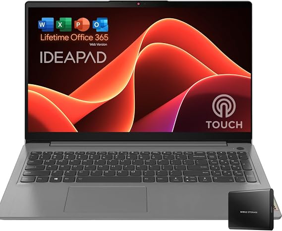 Lenovo 15.6" FHD Touchscreen IdeaPad 3i - Office 365 for The Web - Intel Core i3-12GB RAM - 256GB Storage - HDMI - Windows 11 w/o Earbuds