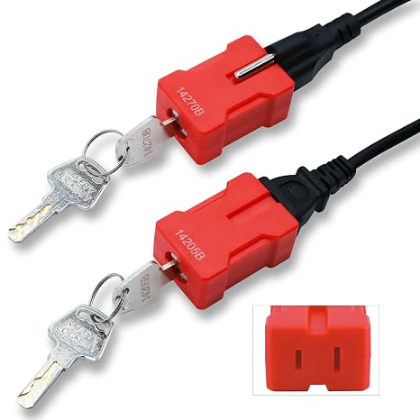 2PCS Plug Lock Electrical Cord Plug Lockout Device Plug Locking Safety Locks Fits 2 & 3 Prong Plugs Electrical Shutdown Service Keyed Different, 2 Keys