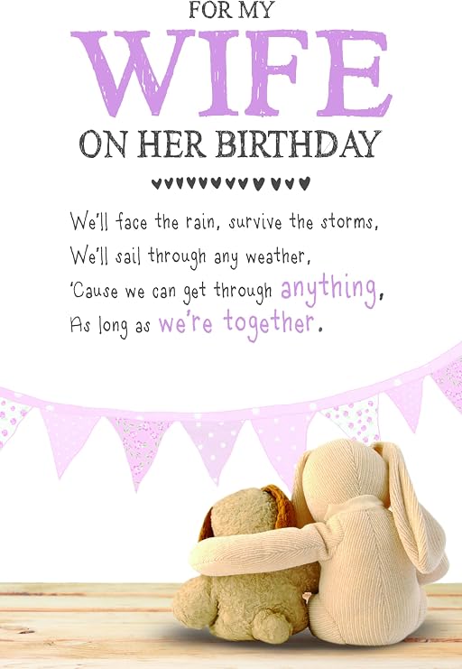 Snuggly Bumpkins For My Wife on Her Birthday, Greetings Card for Wife, Multi-Coloured