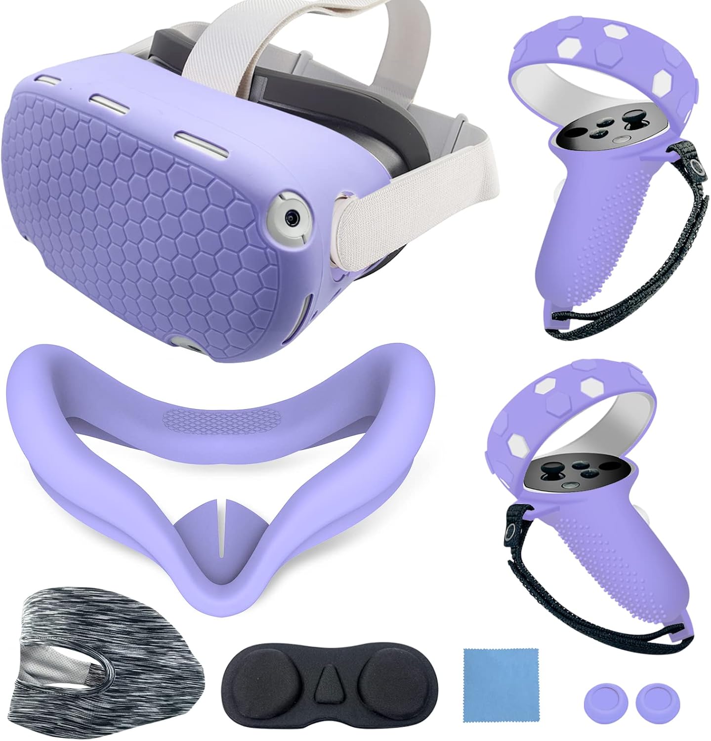 JYMEGOVR for Oculus Quest 2 Controller Silicone Cover, Protective Case Set Accessories for Meta VR, Multi Colors Soft Shell Skin (Purple)