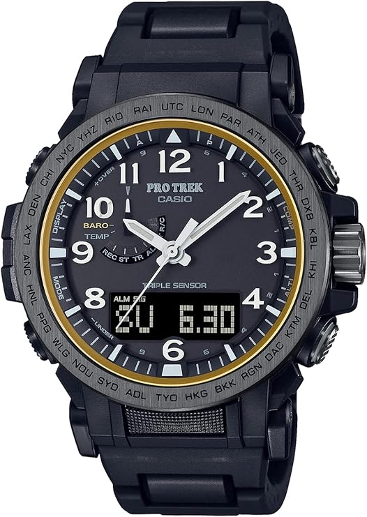 Casio Pro Trek Watch Domestic Genuine ProductClimber Line, Radio-Controlled, Solar Powered, Biomass Plastic Used PRW-51FC-1JF Men's, Black