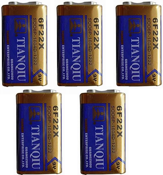 TIANQIU New 5 PCS 9V 6F22 6F22X 6LR61 Heavy Duty Battery for Remote Control Toys Smoke Alarm
