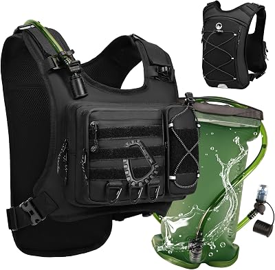 Running Vest with 2L Leakproof Water Bladder, Chest Pack for Hunting with Insulated Compartment for Men & Women Running, Cycling, Camping, Hiking, Skiing
