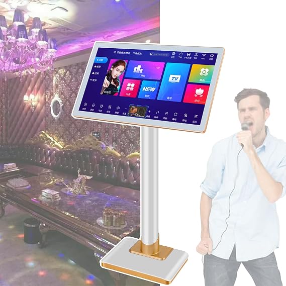 Smart Karaoke Machine- 19/21.5 Inch, Capacitive Touch Screen Karaoke Machine, 20+ Languages, App Control, Compatible: All Versions, with Recording, for Family/Home Party,500G,21.5-inch