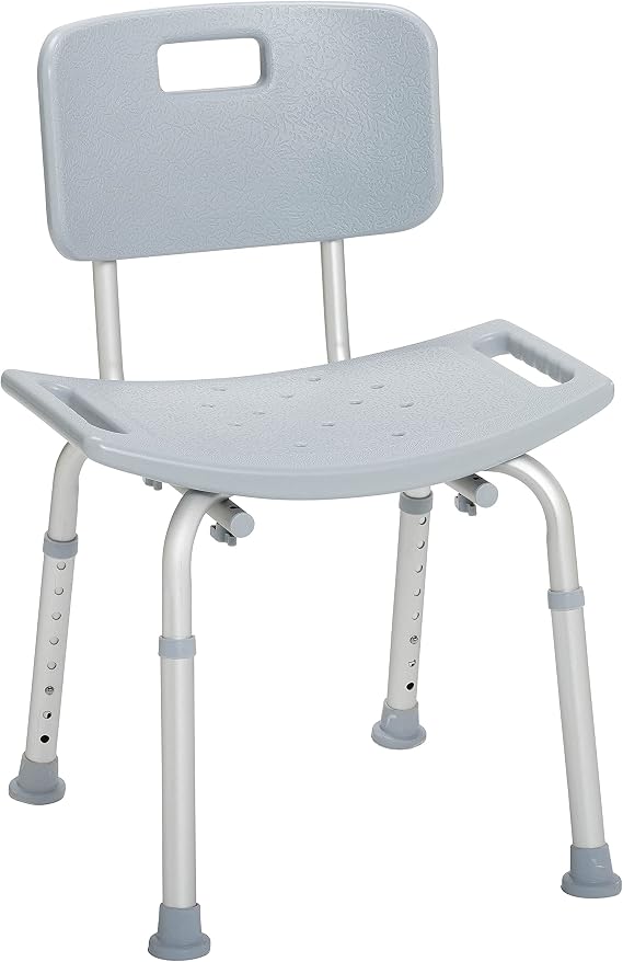 Drive Medical Shower Chair with Back and Suction Feet, Gray