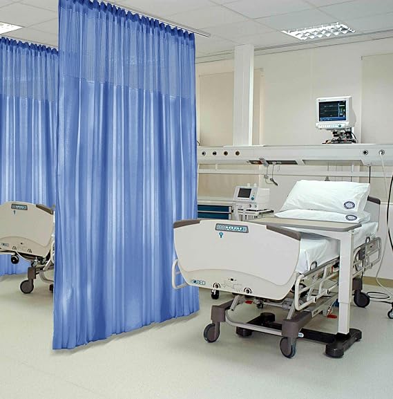 Frelement Flat Hooks Medical Curtain Privacy Room Divider Drapes for Hospital, Medical Clinic, SPA, Lab, Office, Nursery, 60W x 84L inches, Azure Blue, 1 Panel (Not Included Track Hardware)