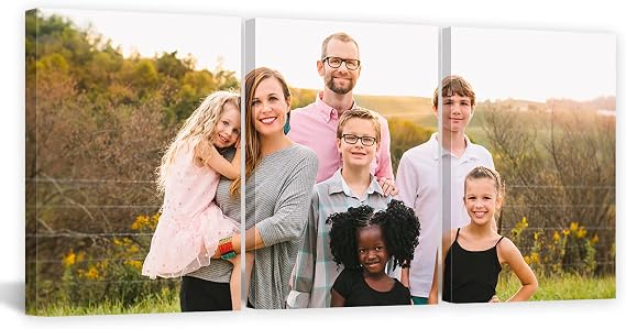 CCWACPP Canvas Custom Prints 3 Personalized Photo to Canvas Customized Family Wedding Landscape Picture Wall Art Upload Your Image Prints Framed Ready to Hang (1 Photo 3 Panel, 5"x7"x3P(13x18cmx3P))